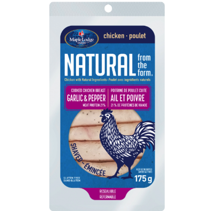 Maple Lodge Farms Natural Garlic & Pepper Cooked Chicken Breast Deli 175g